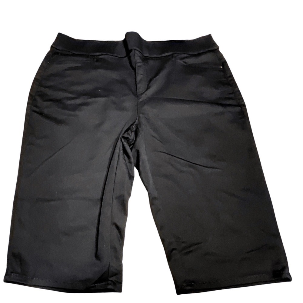 Intro Bermuda Shorts Womens 18W Stretch Pull On Black Plus Size Knee Length